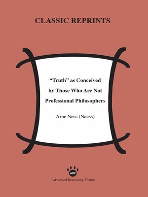 cover image of "Truth" as Conceived of by Those Who Are Not Professional Philosophers